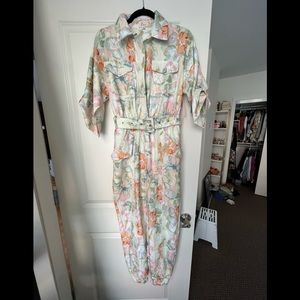 Floral utility jumpsuit